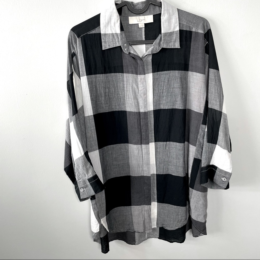 LOFT Buffalo plaid top Sz M